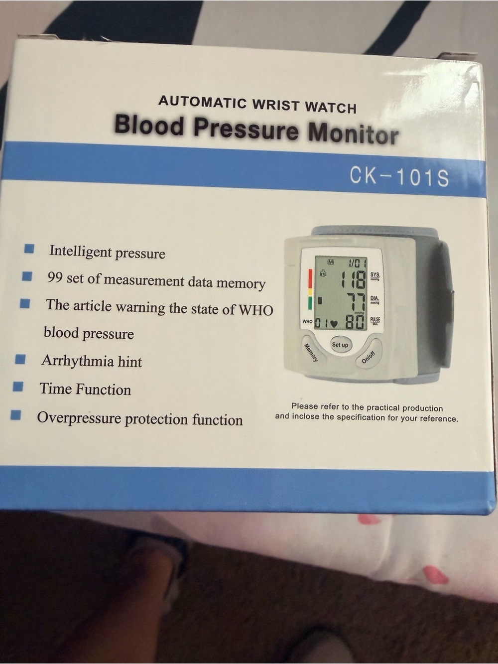 Automatic Wrist Blood Pressure Monitor w/Oxygen Sensor or without oxygen sensor